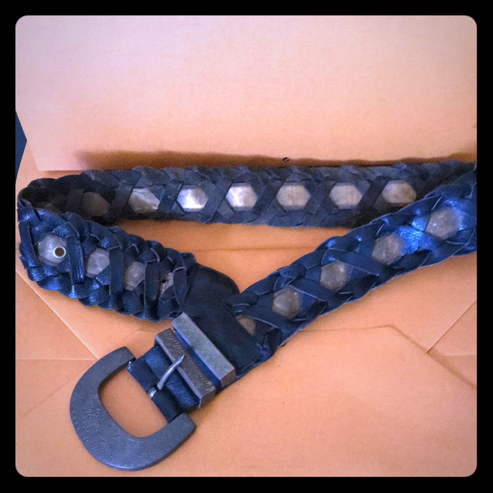 Brass leather and mesh belt